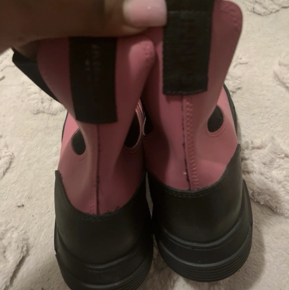 Ganni Chelsea Womens Ankle Boots EU 41 Pink Black Neoprene Lug Sole Pull-On