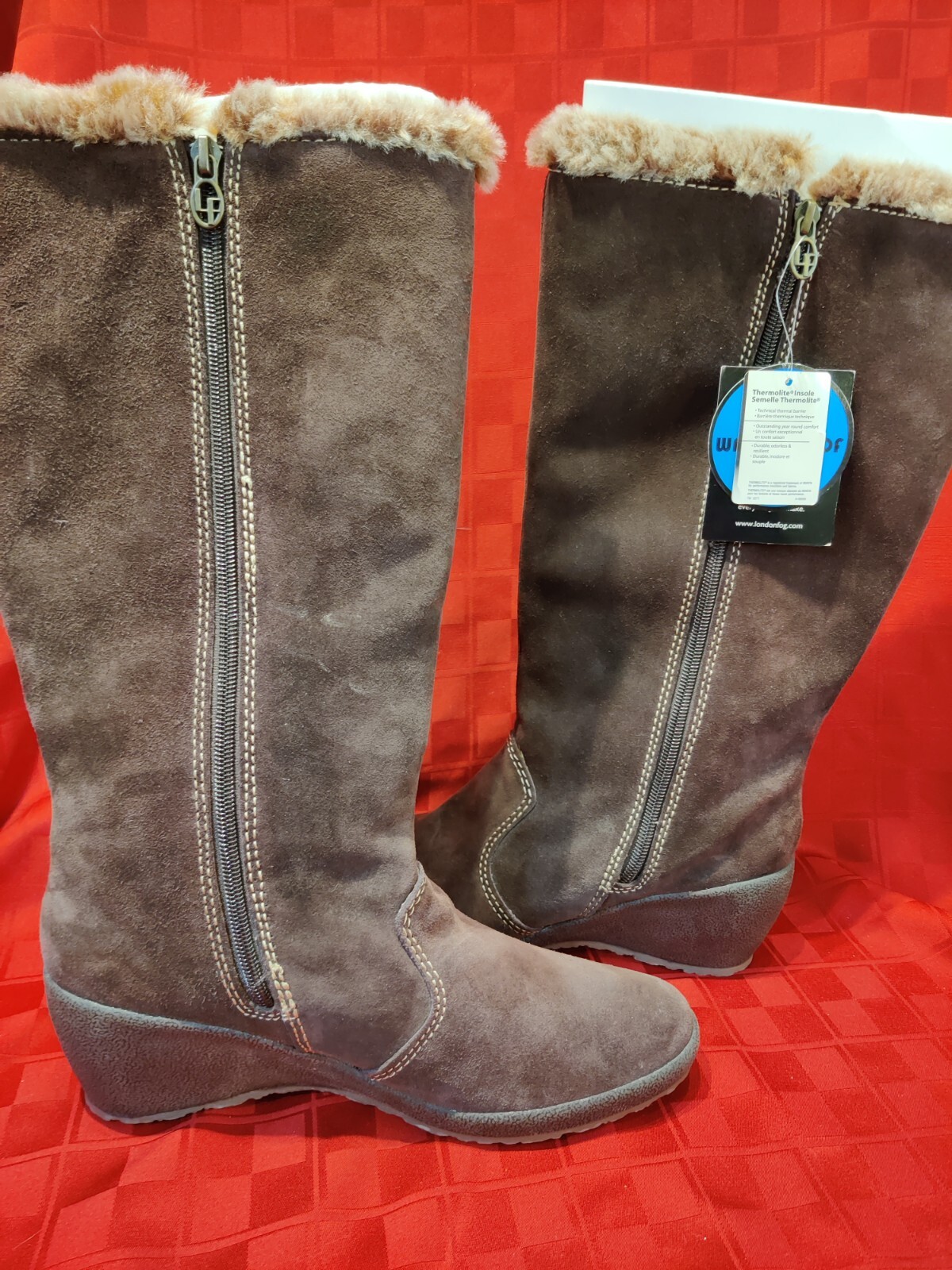 London Fog Lauren Women’s 10M NWT/Brown Suede/Fur/Waterproof/ 2013/Thermolite