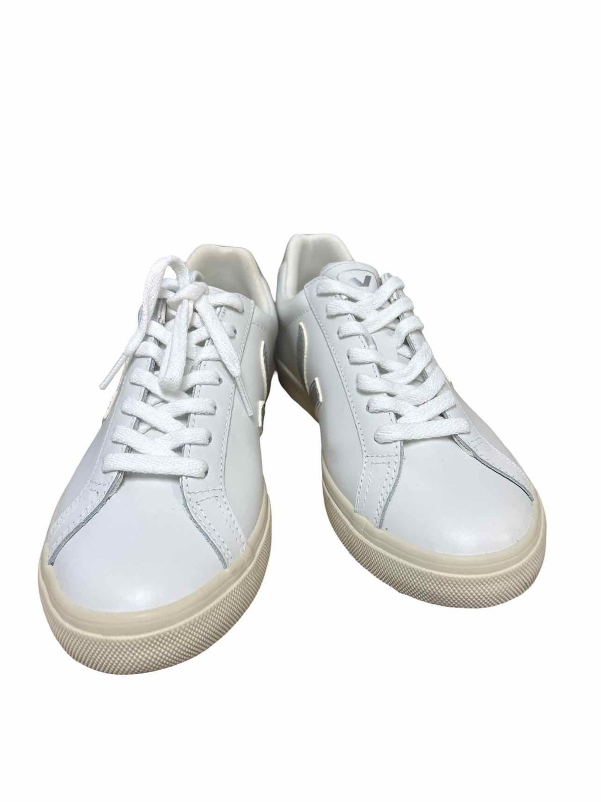 VEJA ESPLAR EXTRA WHITE SILVER LEATHER SNEAKER TRAINER SIZE: 8