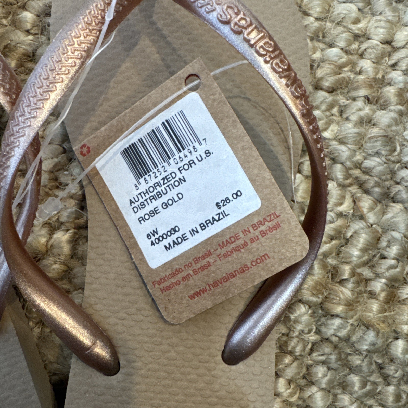 Havaianas Top Tiras Women’s Flip Flops Rose Gold Size 6New 35-36