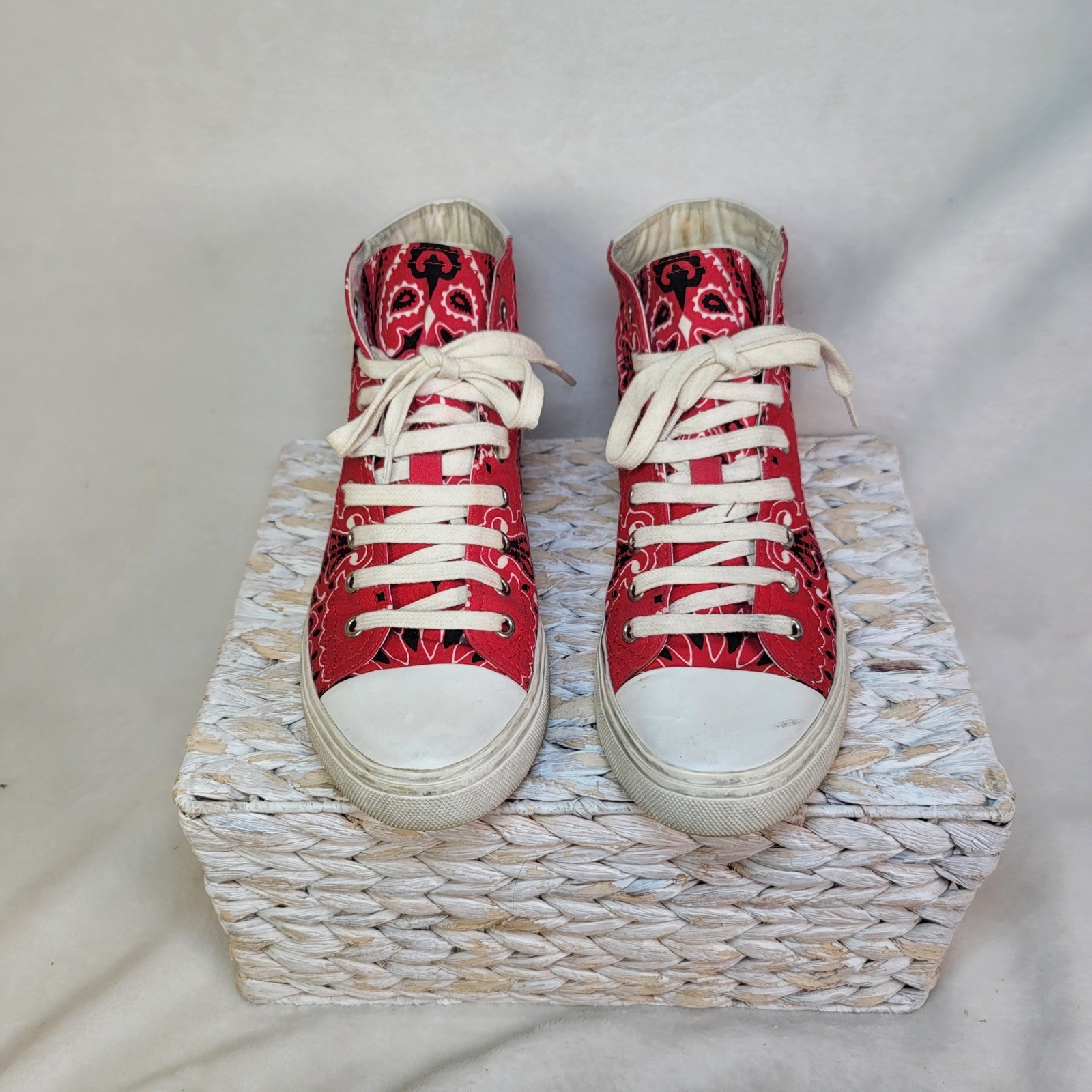Saint Laurent Bedford Paisley Hi-top Sneaker Boho Hippie Peasant Retro Canvas 8