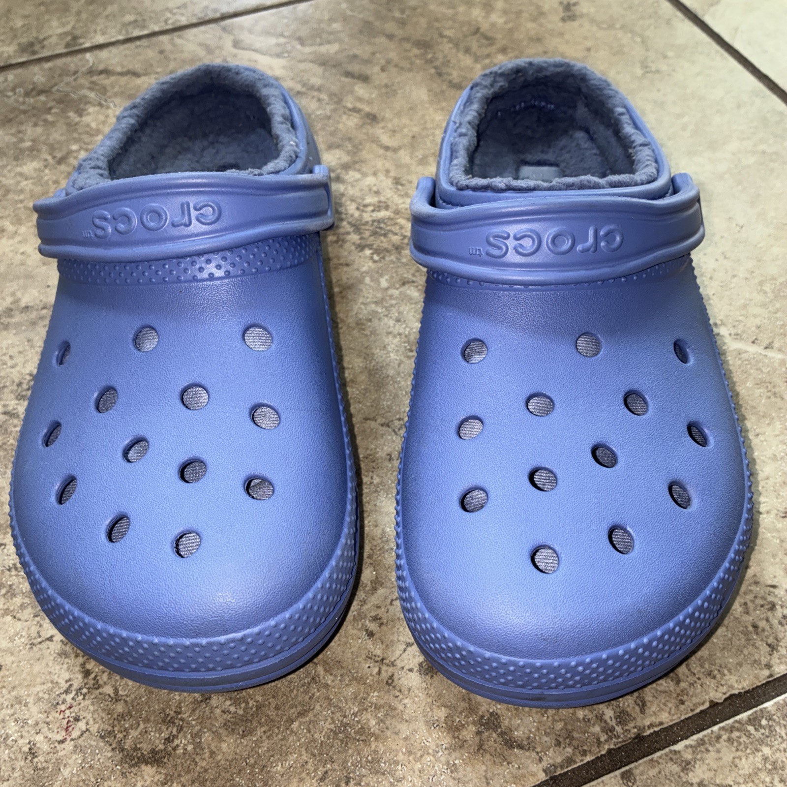 Unisex Blue/Purple Crocs With Gray Lining M8/W10 – Free Ship