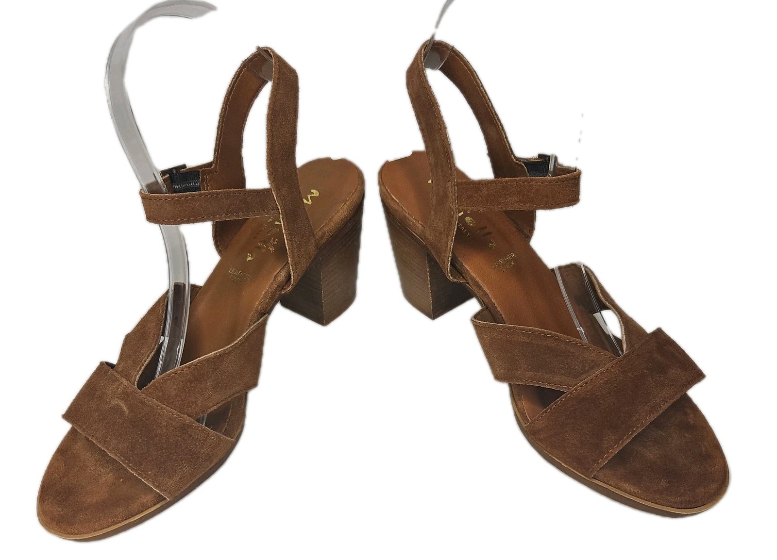 Mariella Made in Italy Brown Suede Leather Block Heel, Size 9