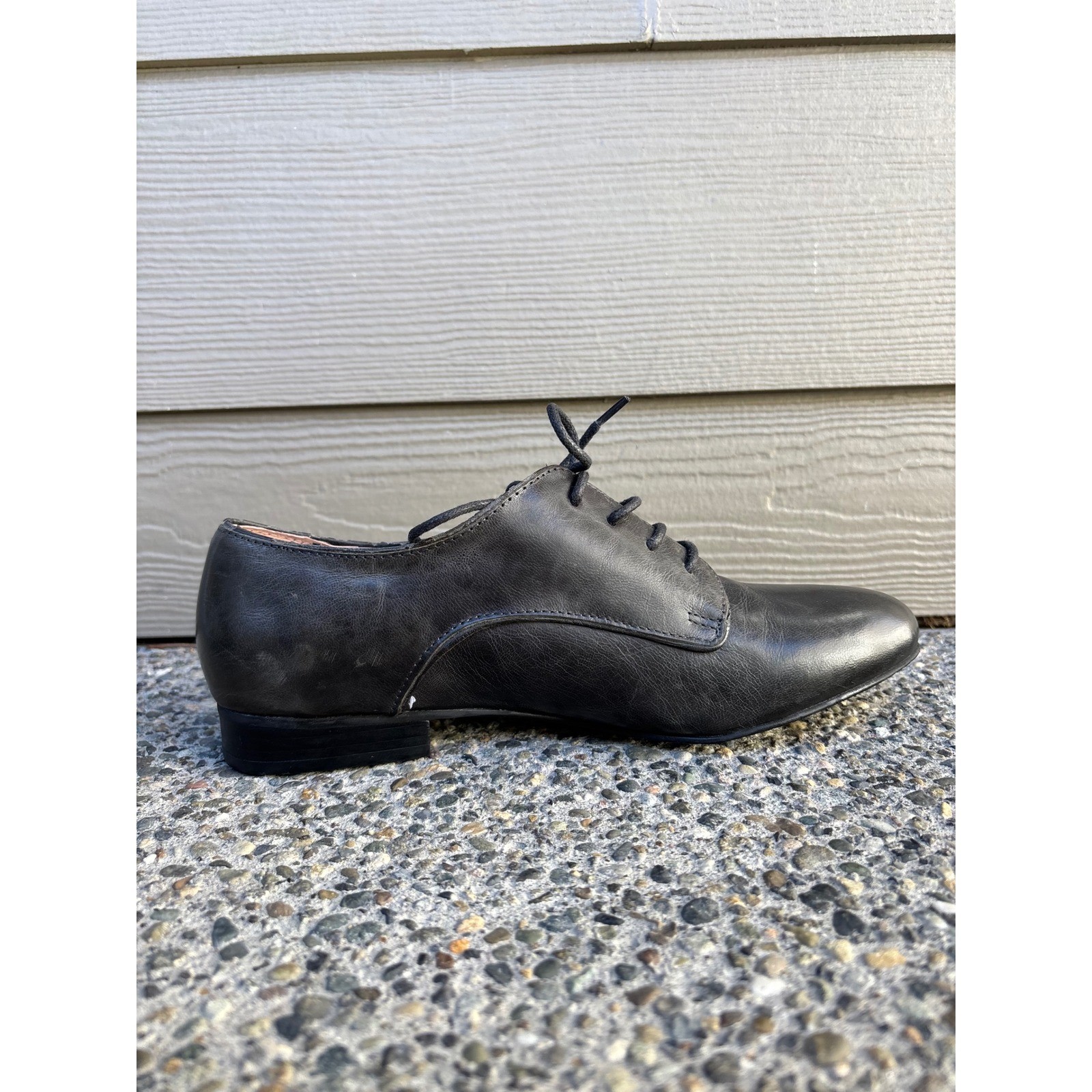 Miz Mooz Letty Derby Black Leather Lace Up Oxford Shoes Flats Women’s Size