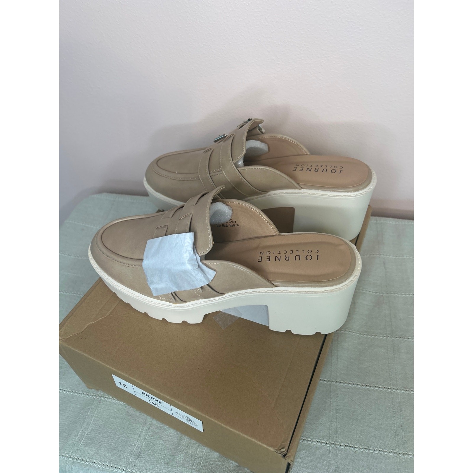 Journee Collection Brydie Women’s Tan Platform Mule Pump Tru Comfort Foam Sz 12