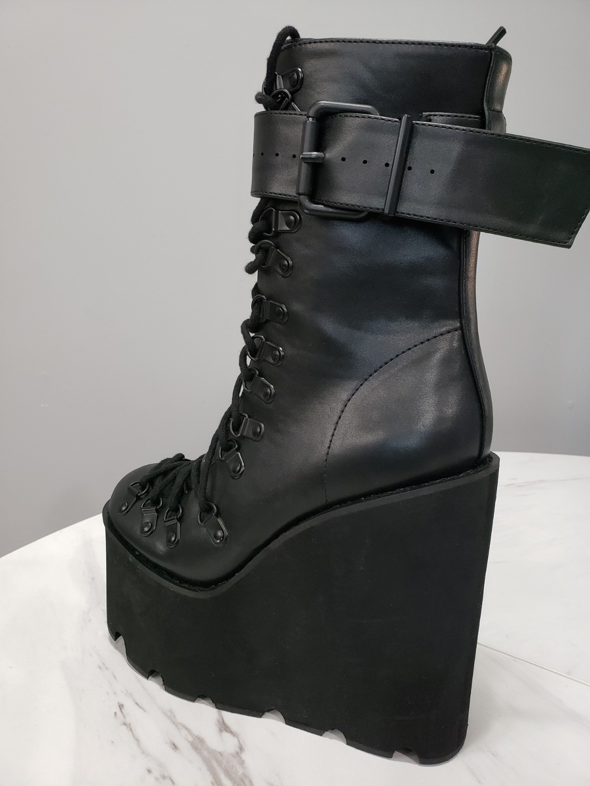 Current Mood by Dolls Kill Black Traitor Boots Size 7 gothic cybergoth rave
