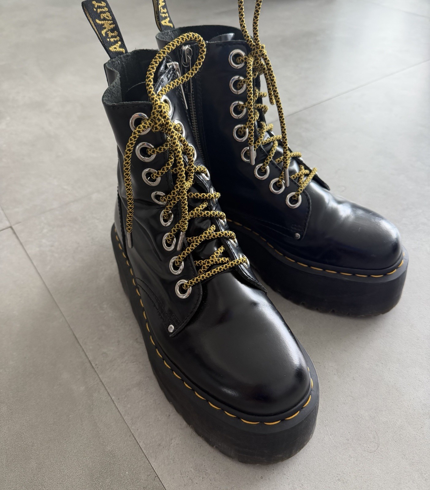 Dr Martens Doc Jadon MAX Black Leather Platform Boots 8 Hole SZ US 9 EU 41 UK7