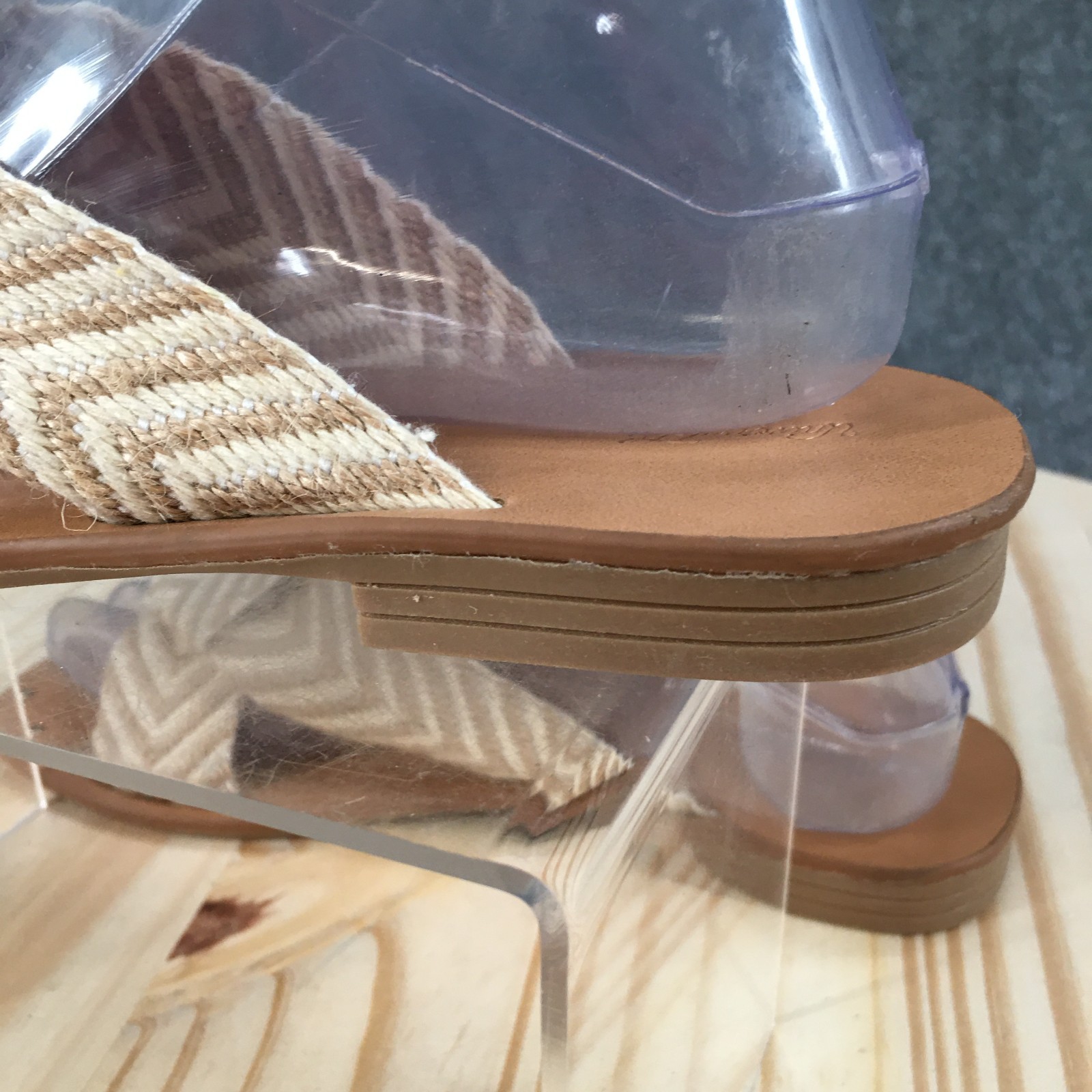 Universal Thread Louise Sandals Womens 7 Slide Slip On Flats Striped White Brown