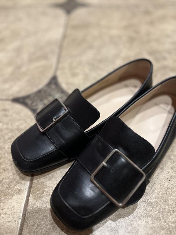 Women navy boot heels black leather 37 #B9HD