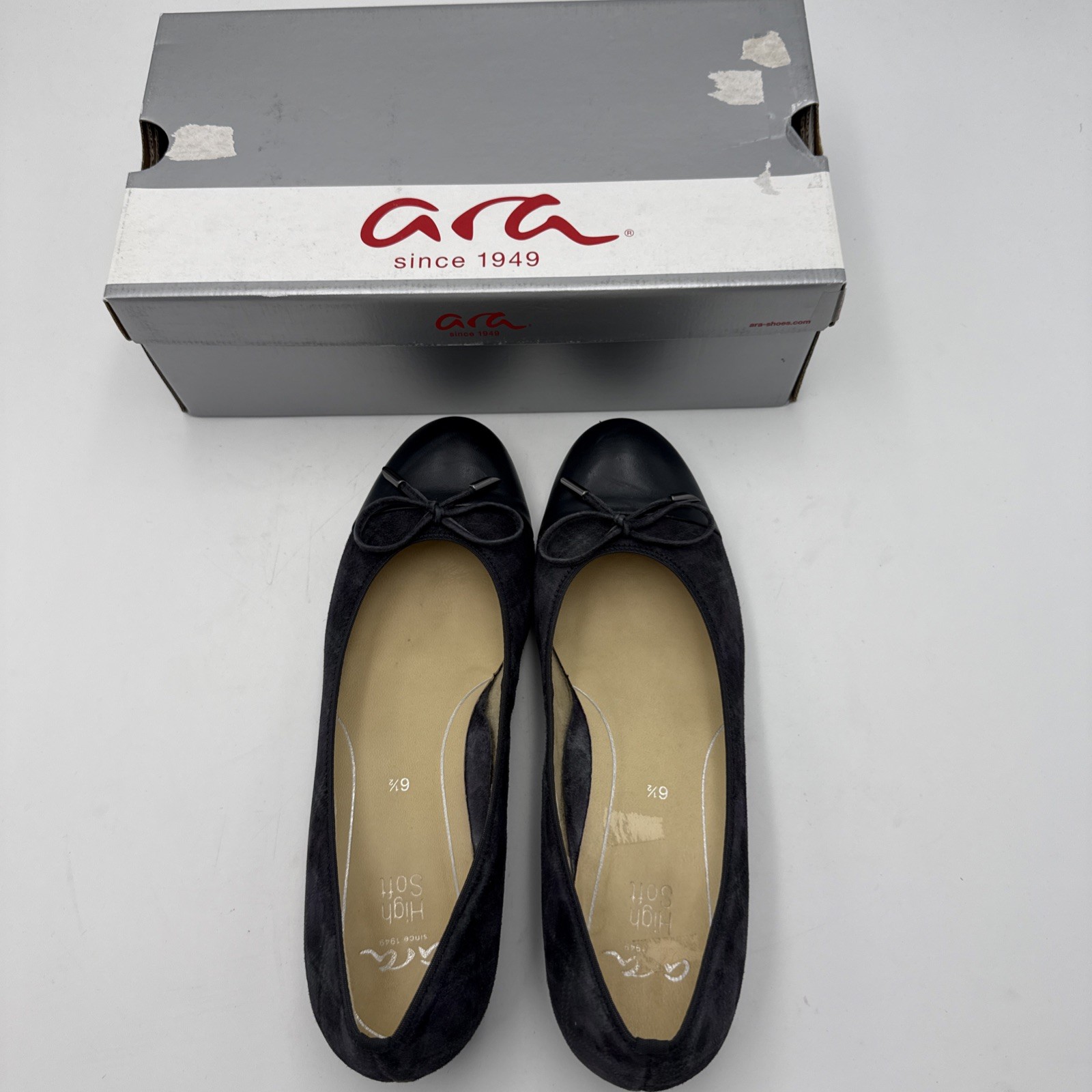 ARA Bari Women’s Navy Suede/Nappa Ballet Flats US size 9 EU Ara Size 6.5