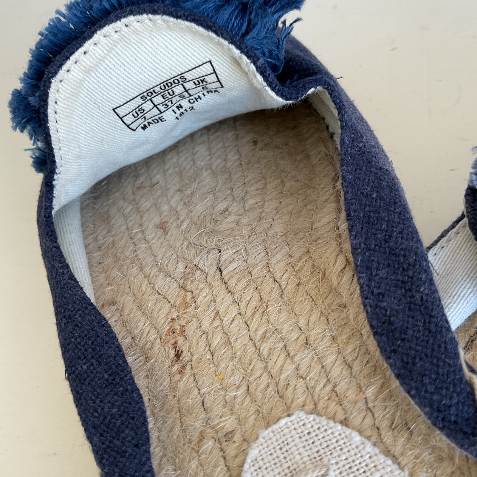 Soludos Womens Kiki Midnight Blue Espadrilles Slip On Tasseled Fringe Size 7 New