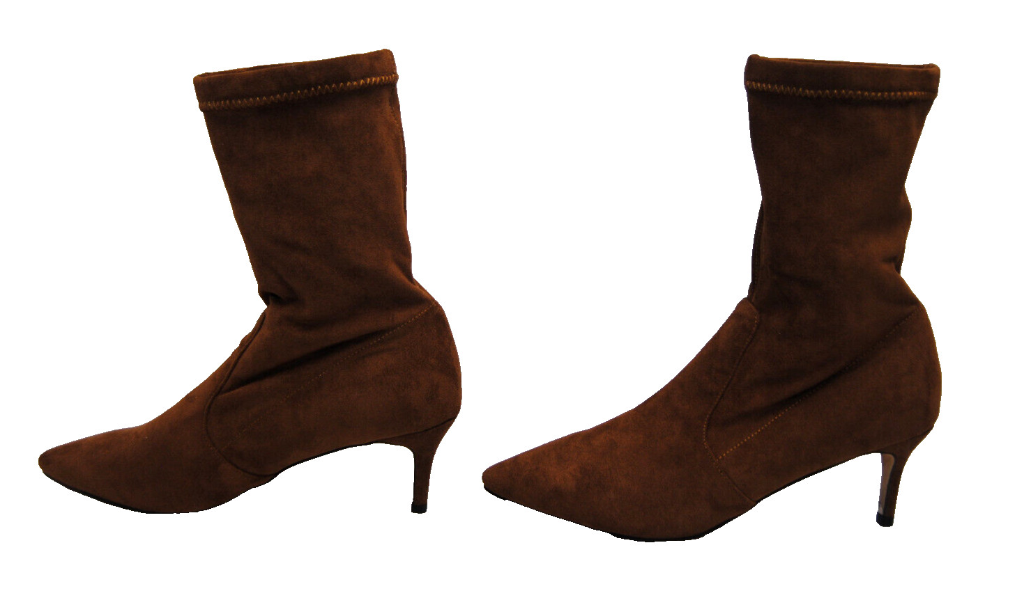 Divanne Womens Ankle Boots Pointed Toe Mid Calf Stretchy Suede Kitten Heel T2363
