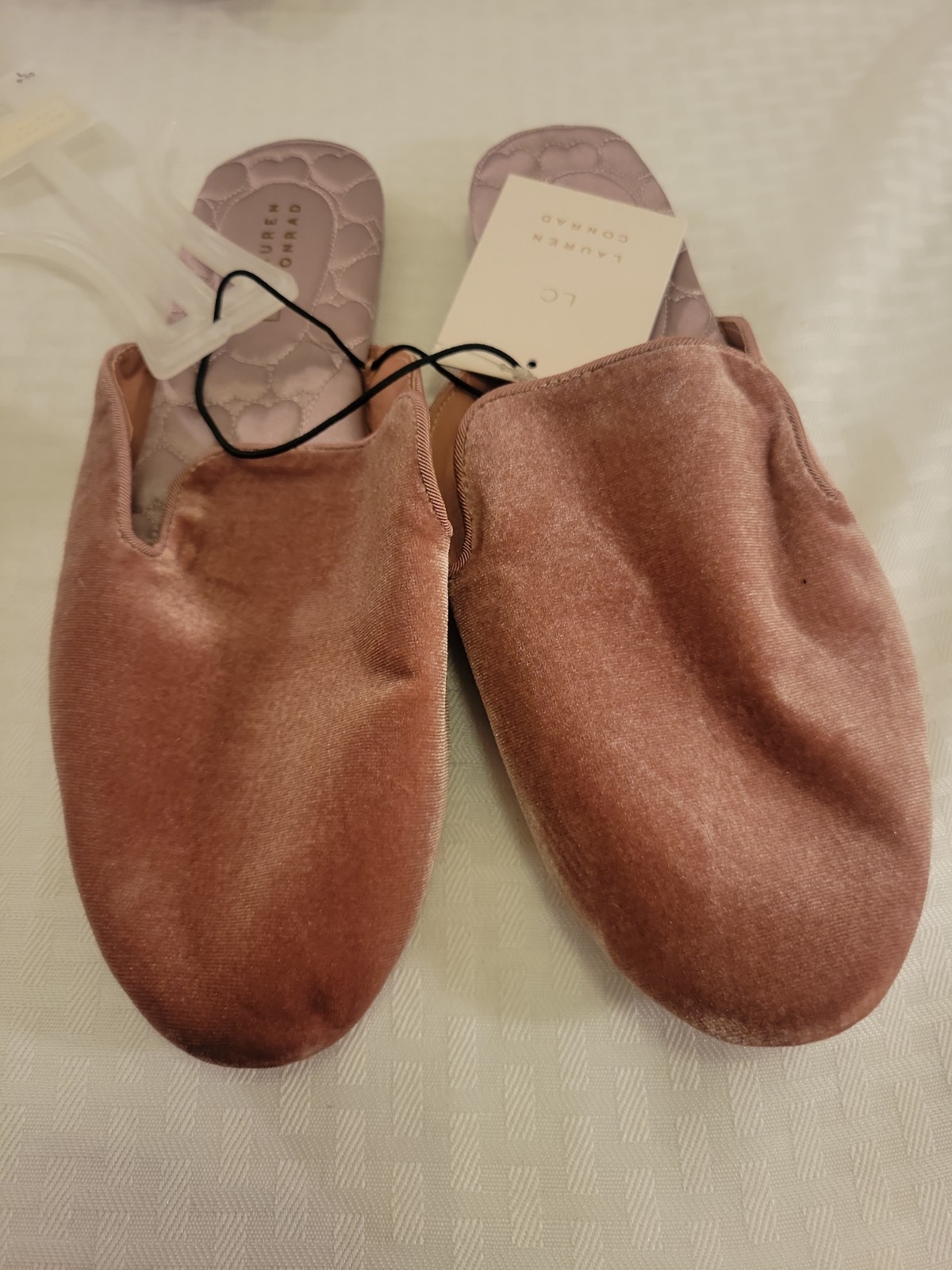 LC LAUREN CONRAD Slip On Slide SLIPPERS Women’s Velvet Pink Size L 9/1 0 New