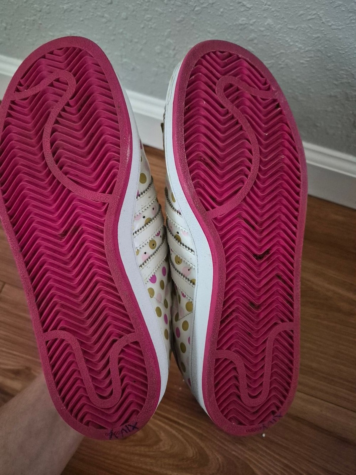 Adidas Superstar Rare Pink Gold Polka Dots White Shell Toe Size 6.5