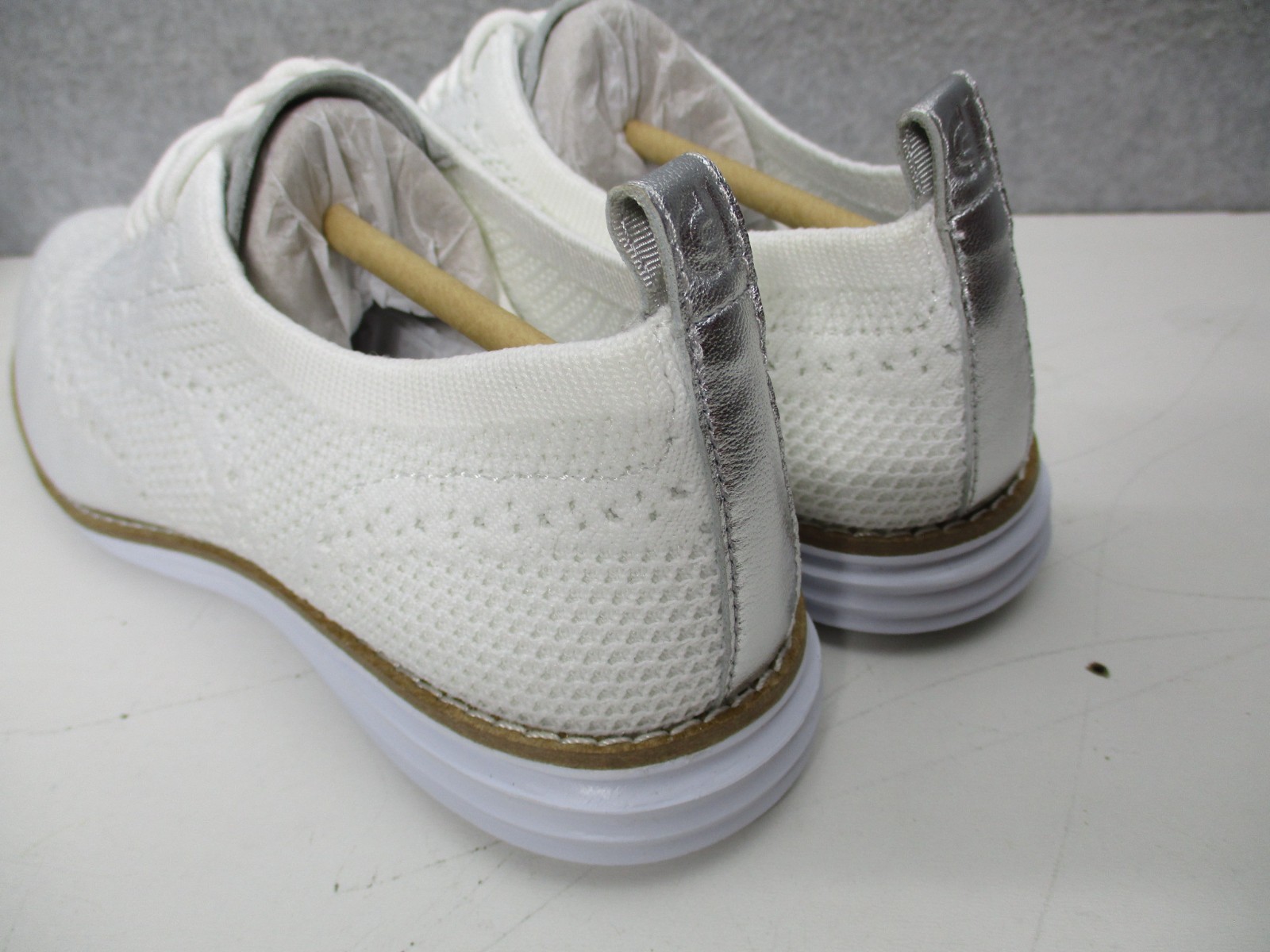 Cole Haan Womens Sz 8 B White OG Grand Stitchlite Wingtip Oxford Knit Shoes