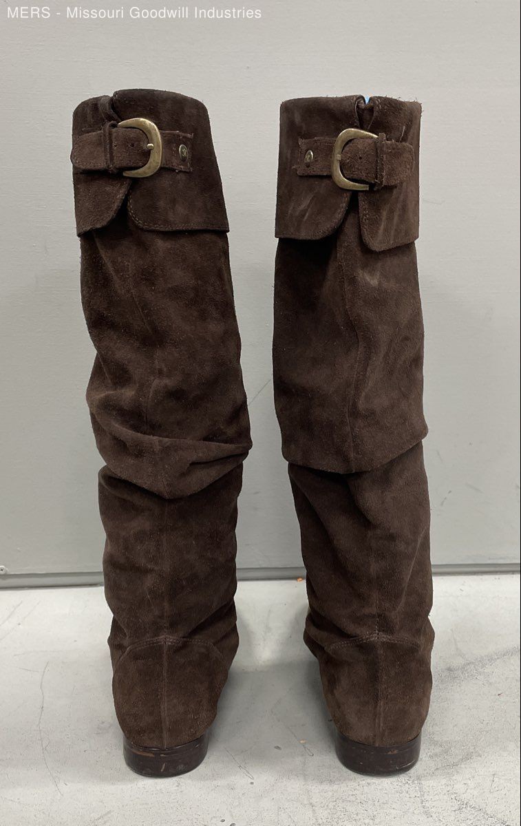 Johnston & Murphy Dark Brown Suede Slouch Tall Buckle Boots Women’s Size 8.5