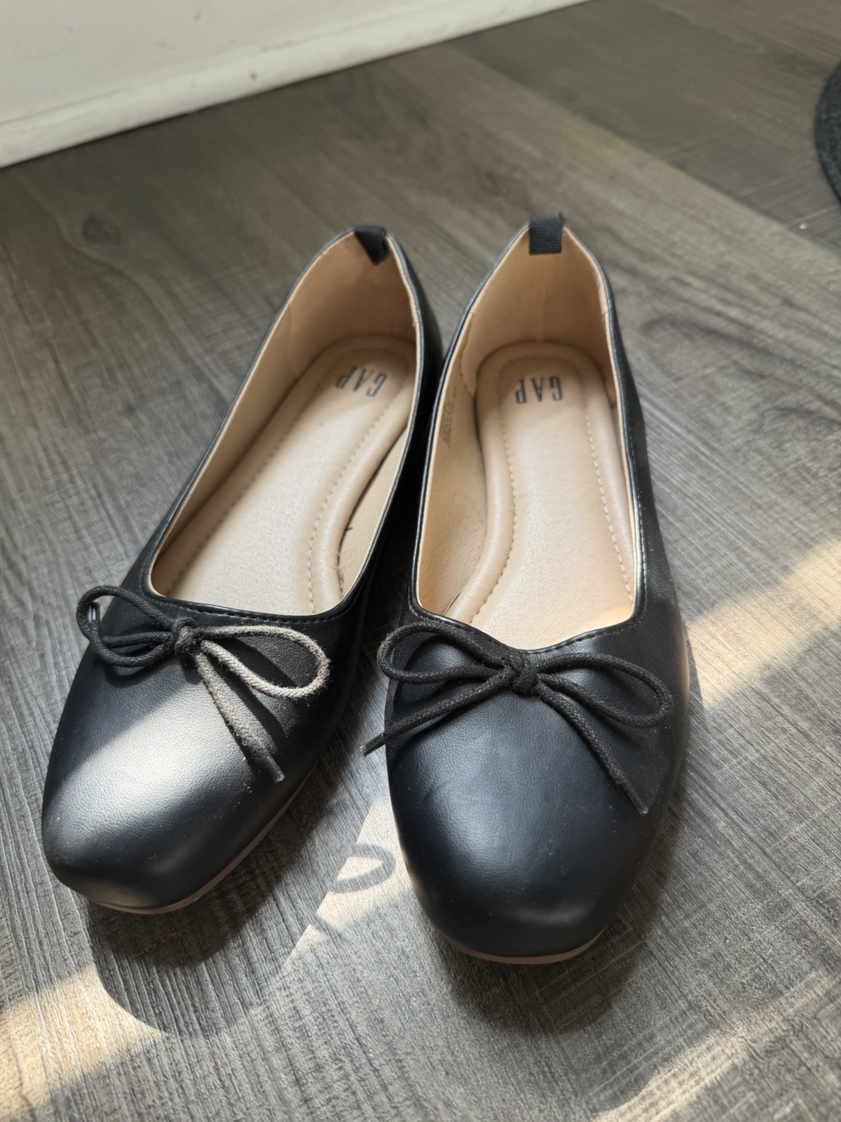 Gap Black Bow Ballet Flats Round Toe Slip-On Solid Women’s US 8