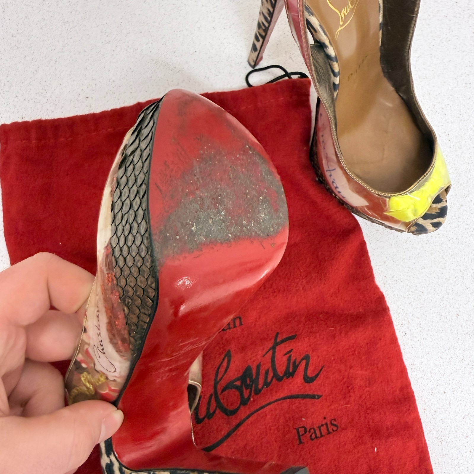 Christian Louboutin Trash Collage Leopard Slingbacks Heels 35/35.5 (US 5/5.5)