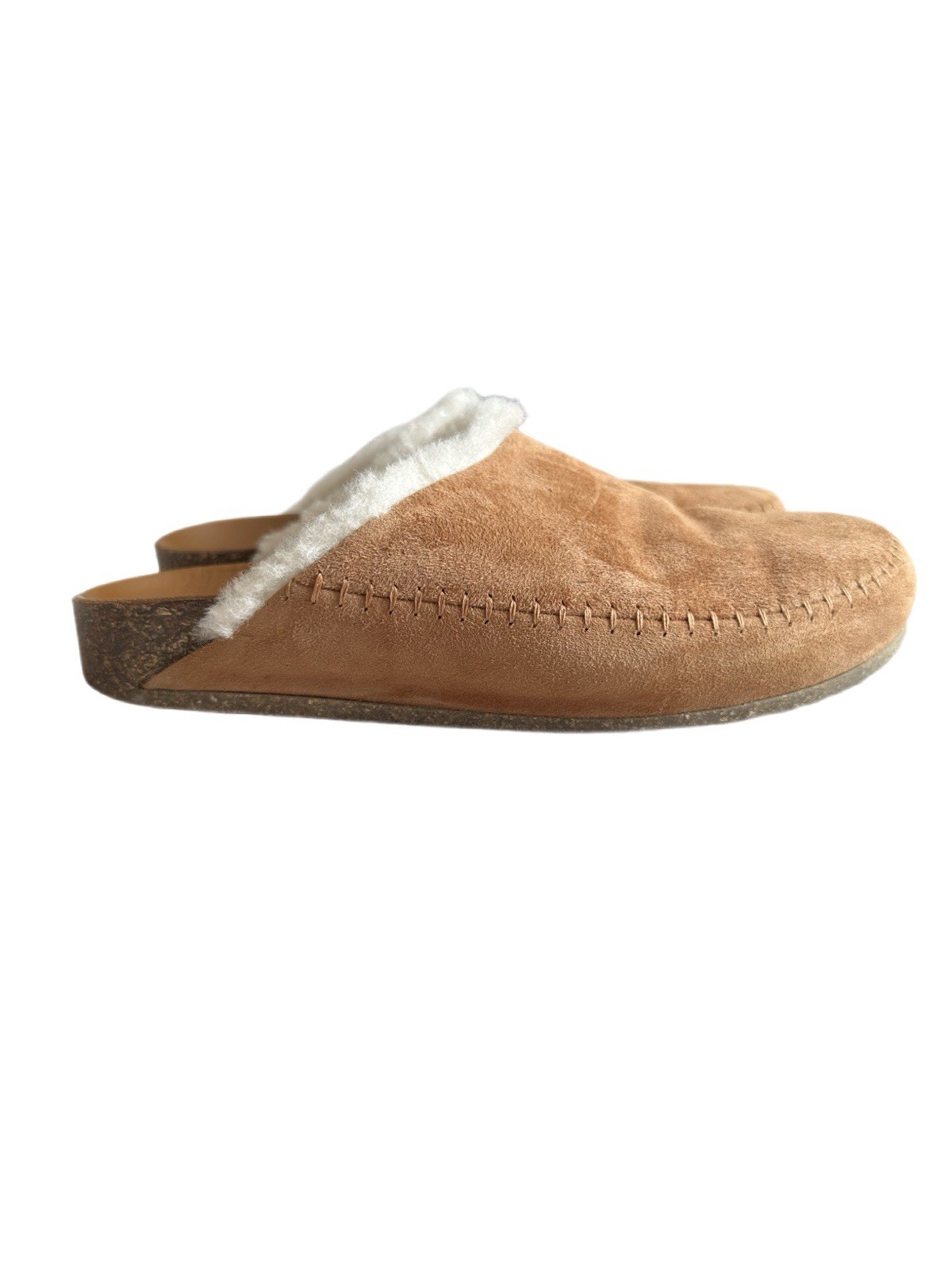 Jenni Kayne Shearling-Lined Tan Suede Mules/Clogs Women’s Size 7.5