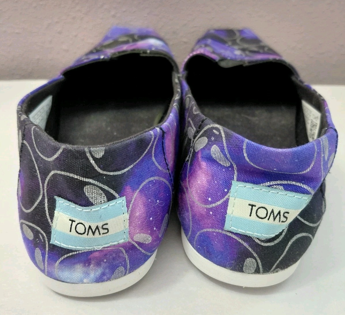 TOMS Black Foil Alien Galaxy Print Alpargata Women’s Sz 10 Shoes