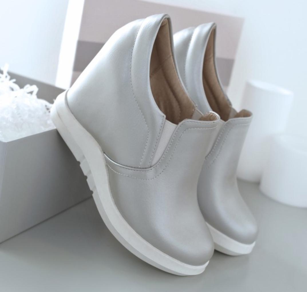 Women’s Casual Sneakers Hidden Wedge High Heel Round Toe Pumps Shoes Slip On Hot