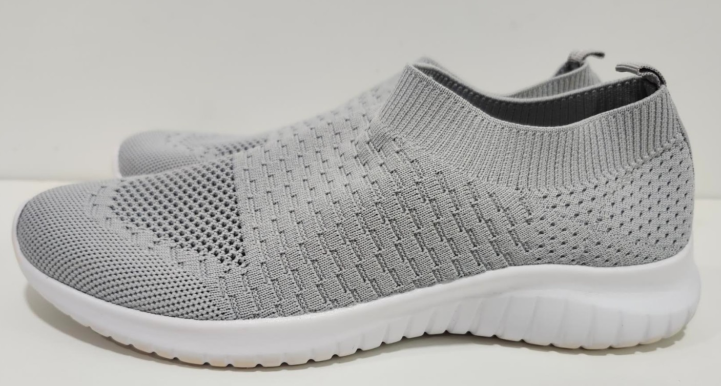 Tiosebon Women’s Slip On Knit Walking Shoes Grey Comfort Sneakers EU 40 US 8