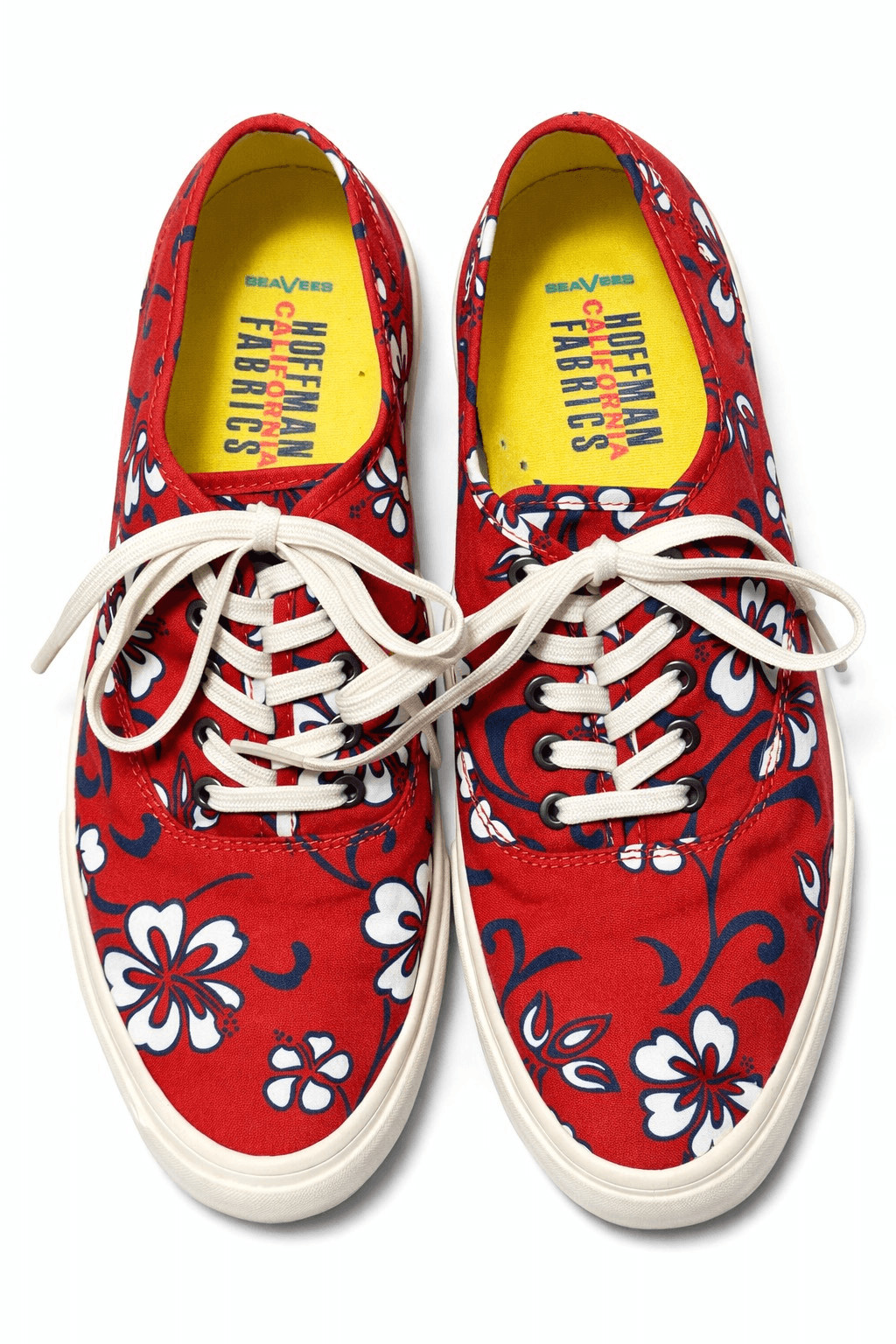 SeaVees Legend Sneaker Red Blue Floral Hoffman California Fabrics Poplin Twill S