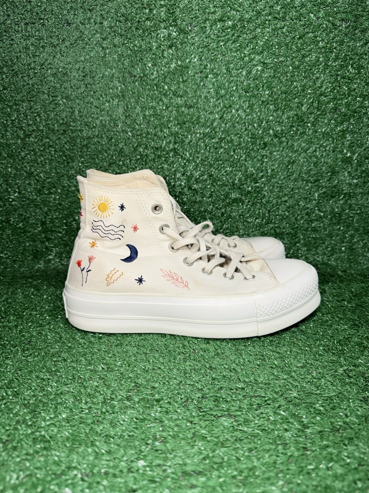 Converse Chuck Taylor All Star Platform White Floral Casual Shoes Women Size 6.5