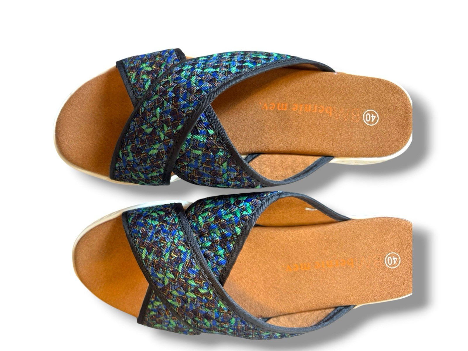 Bernie Mev Slip On Open Toe Flat Sandals Woven Size US 9 EU 40