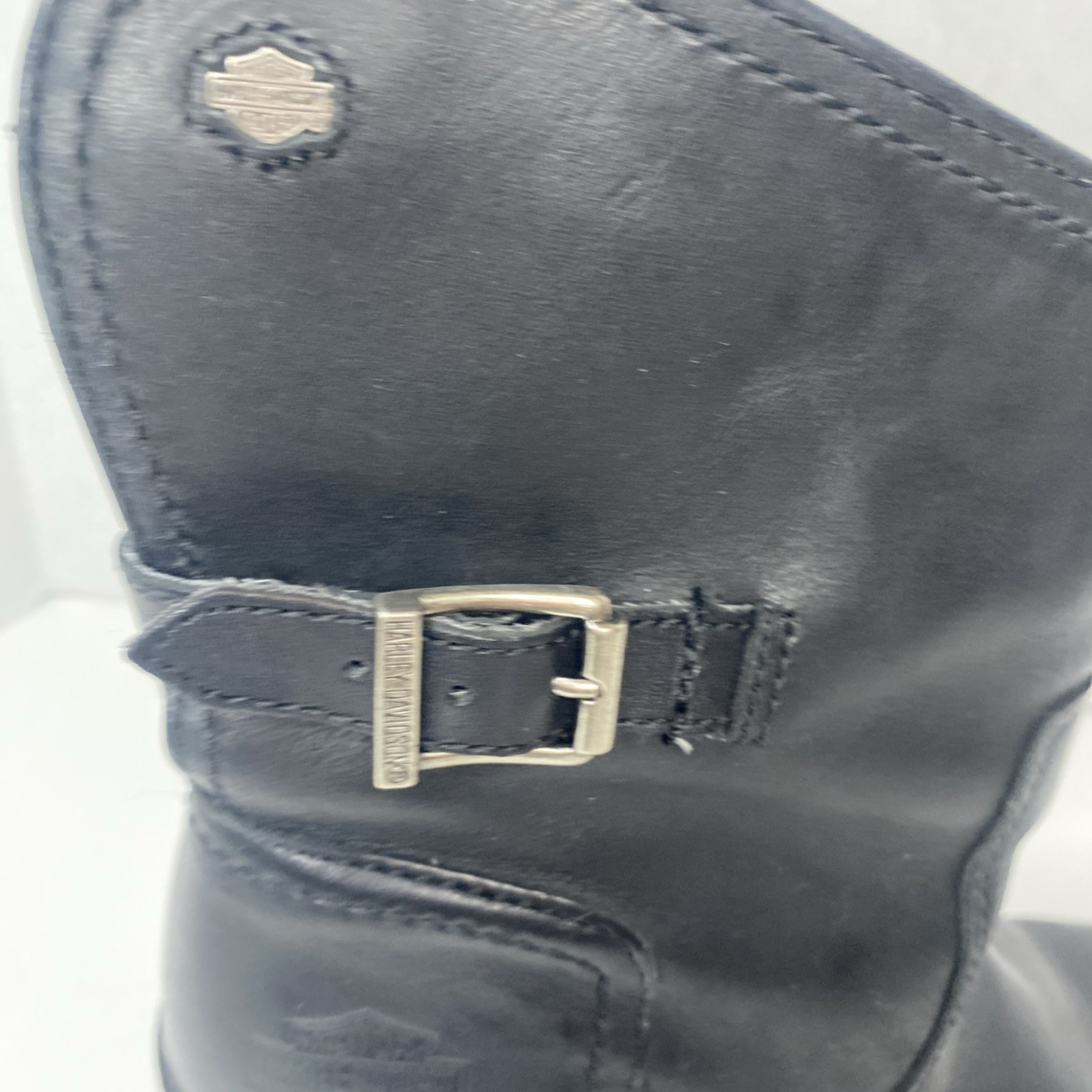 Harley-Davidson Black Leather Biker Motorcycle Heel Harness Boots Women’s 6.5