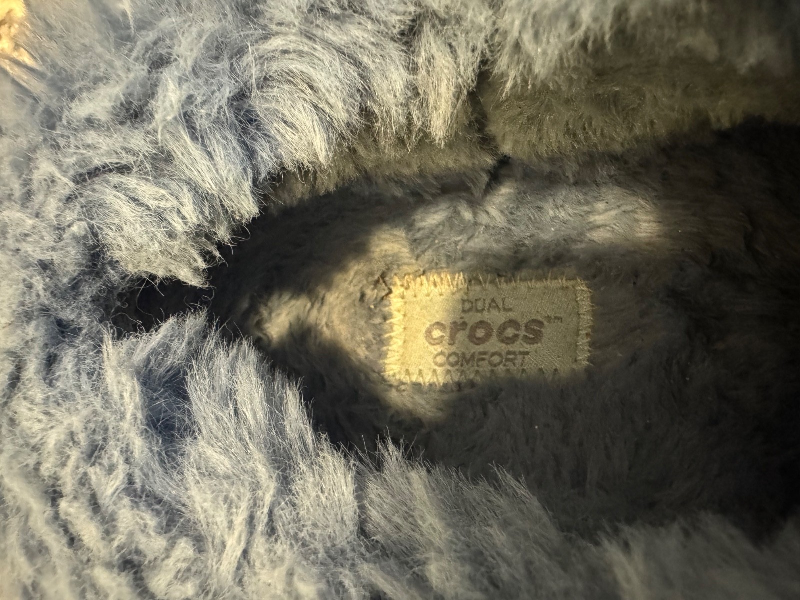 Crocs Classic Platform Lined Clog Blue Faux Fur Women’s Size 7 / Men’s 5