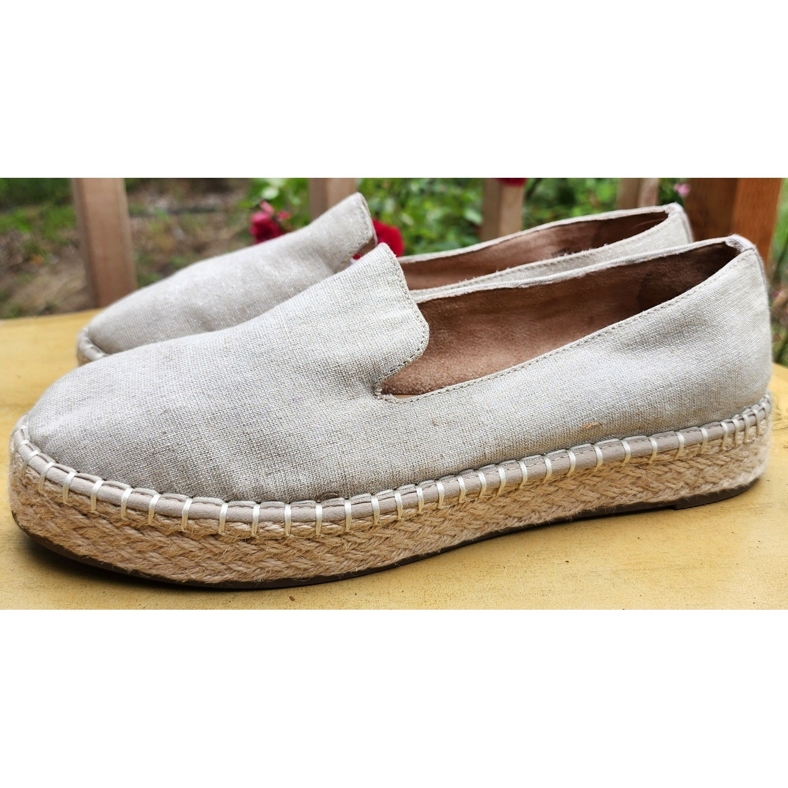 Joie Cara US 10 Cream Ivory Espadrille Slip On Platform Sneakers Casual Travel