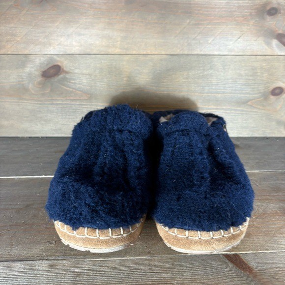 ll bean cozy womens size 7 shoes blue sherpa lined comfort slippers