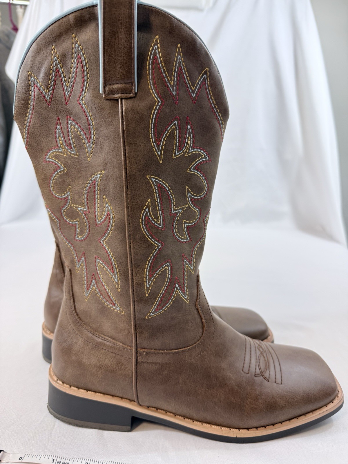 SheSole Women’s 9 Brown Western Cowgirl Boots Square Toe Embroidered