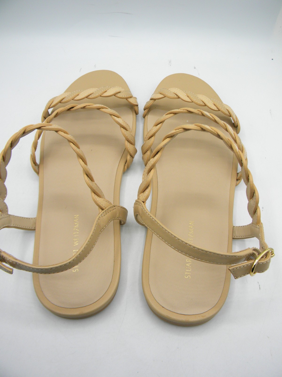 STUART WEITZMAN Twistie Leather Flat Ankle Strap Strappy Sandal Sz 8.5 M