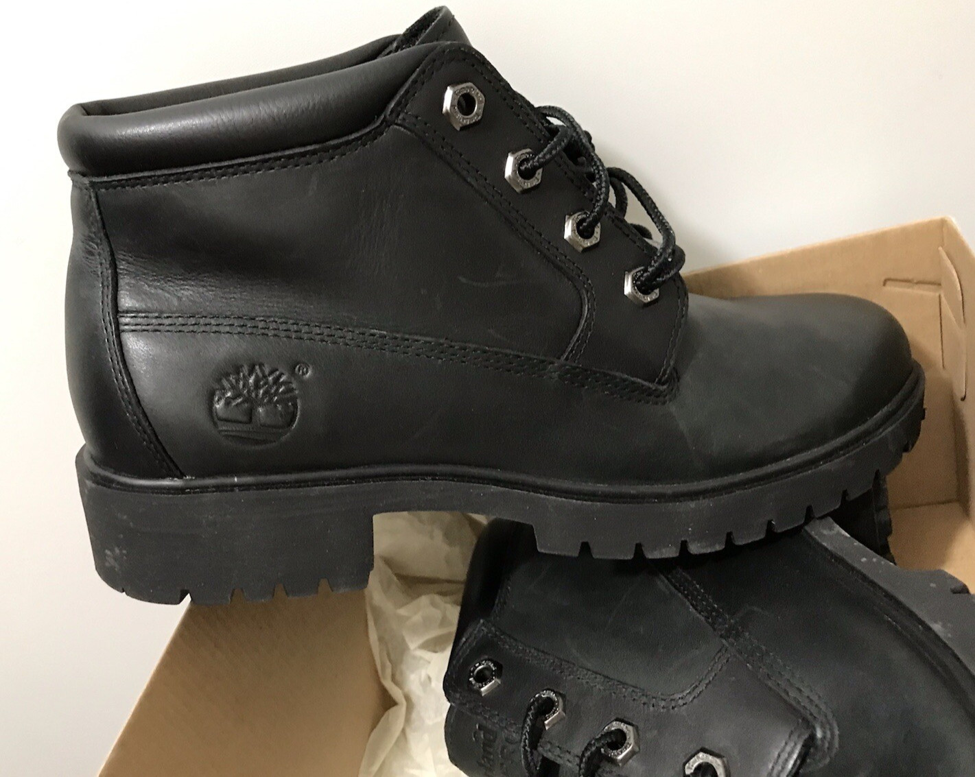 Timberland Women’s Black leather Boots US 8.5M NIB$250 Big Sale