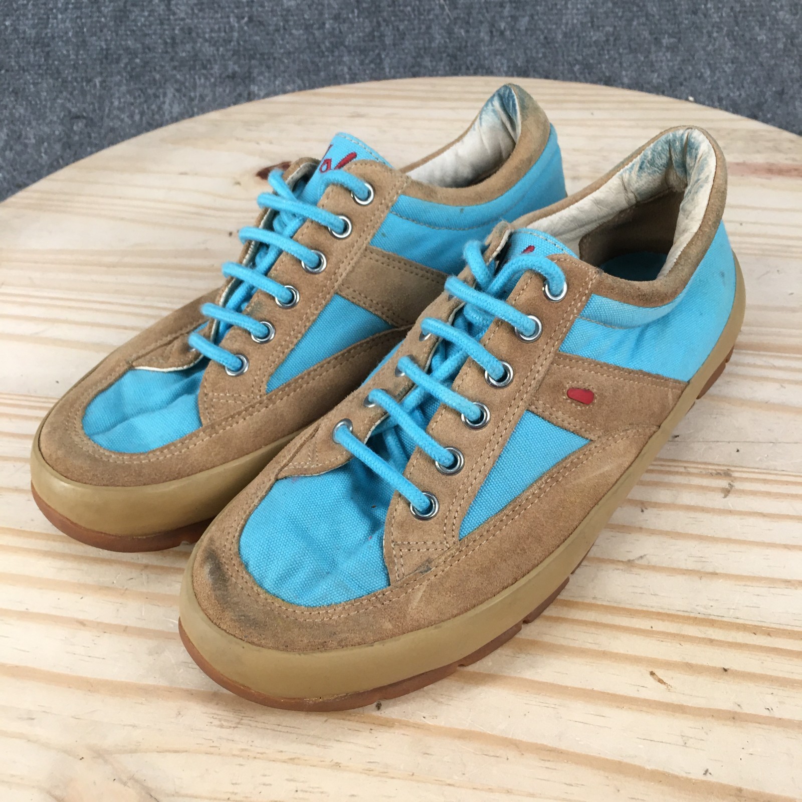 Wolky Sneaker Shoes Womens 41 Comfort Lace Up Round Toe Low Suede Tan Blue