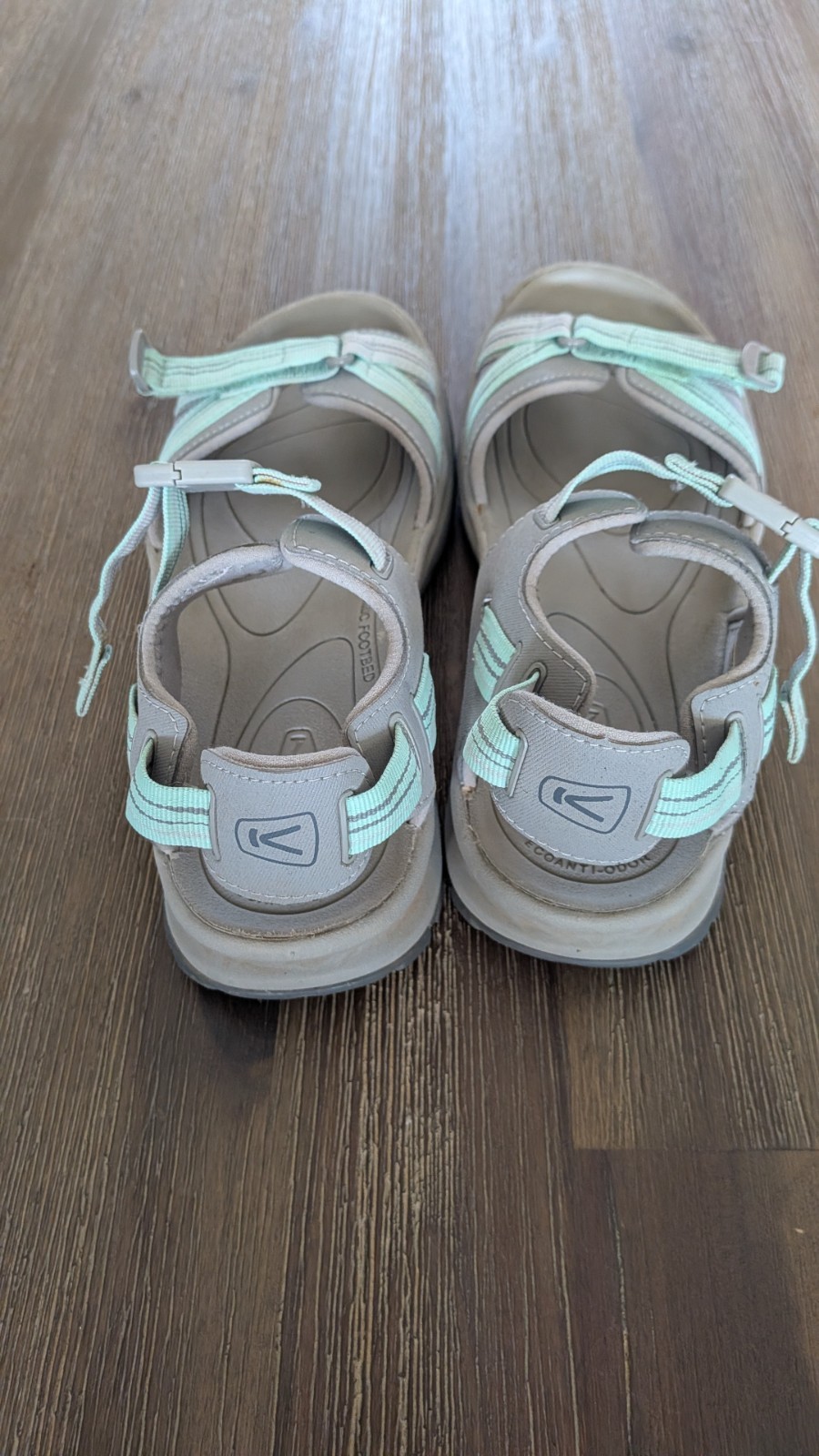KEEN Women’s Strappy Sport Sandals Gray/Mint Green Buckle Adjustable US 9