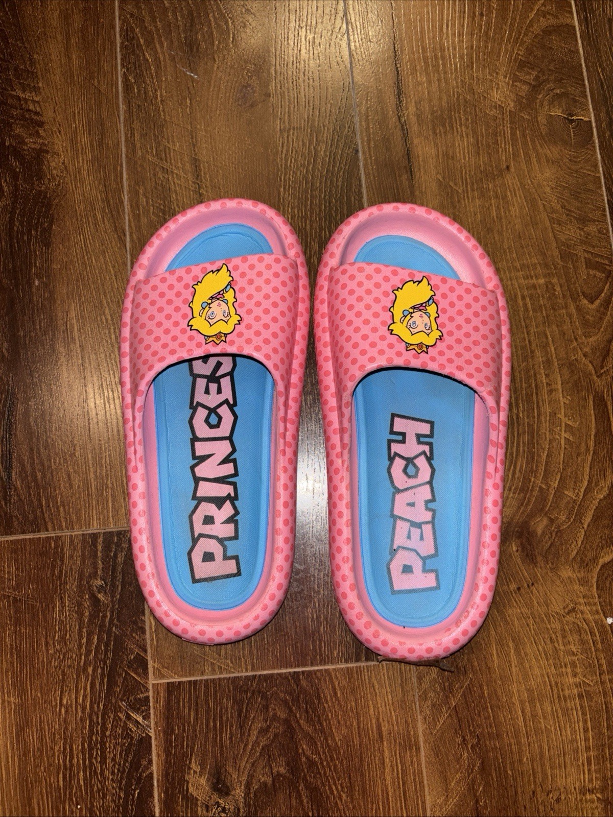 Womens size 8 Ground Up Princess Peach Slides Slip On Pink Sandals Super Mario
