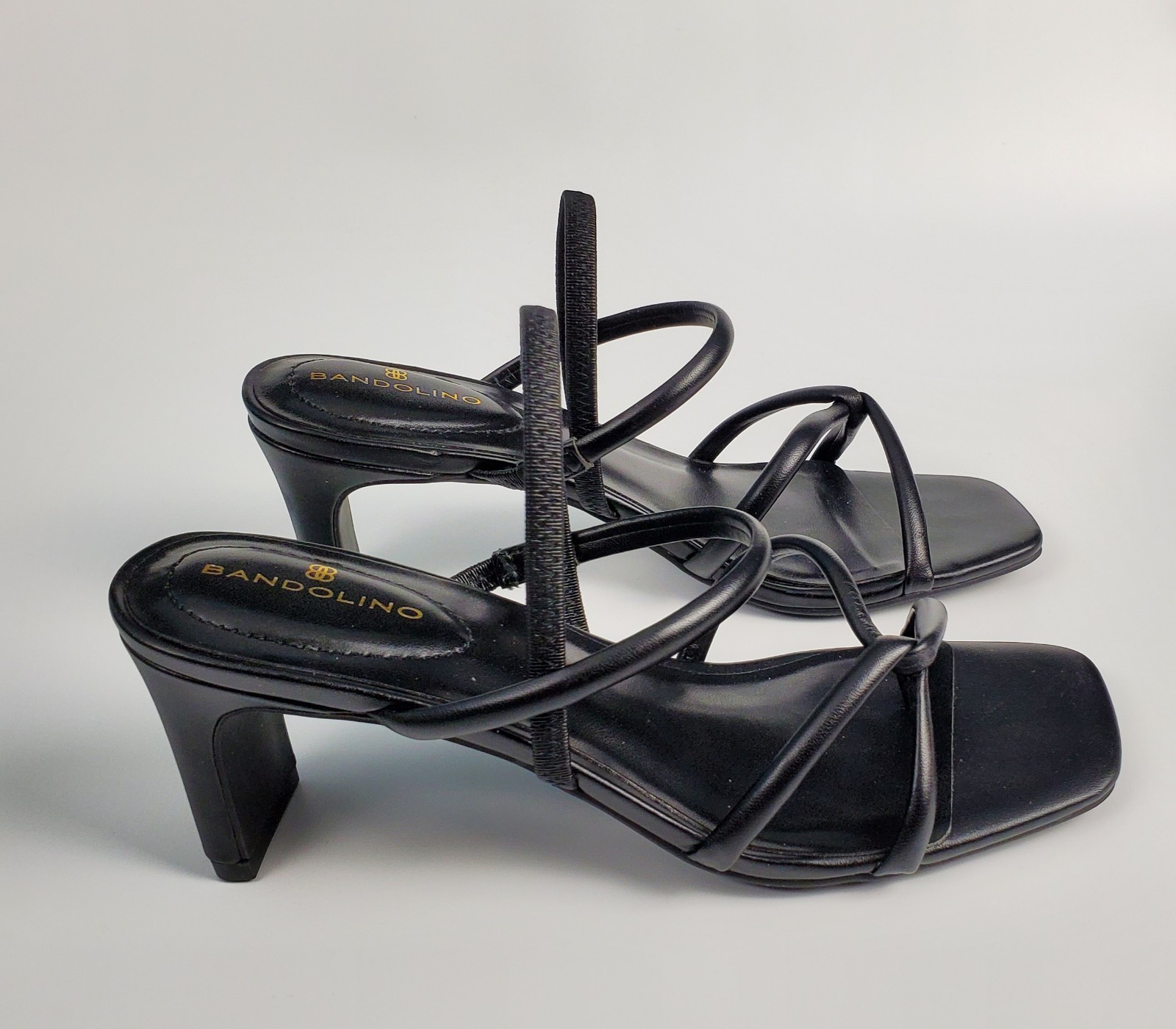Bandolino Womens Tella Heeled Strappy Sandal Square Toe, Size 6 M, Black