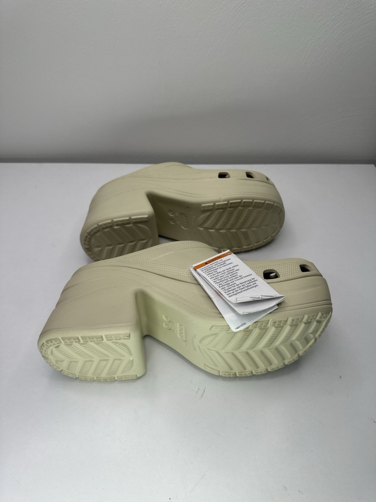 NWT Crocs Siren Clog Platform Heel Bone Beige Women Size US 12 Slip On