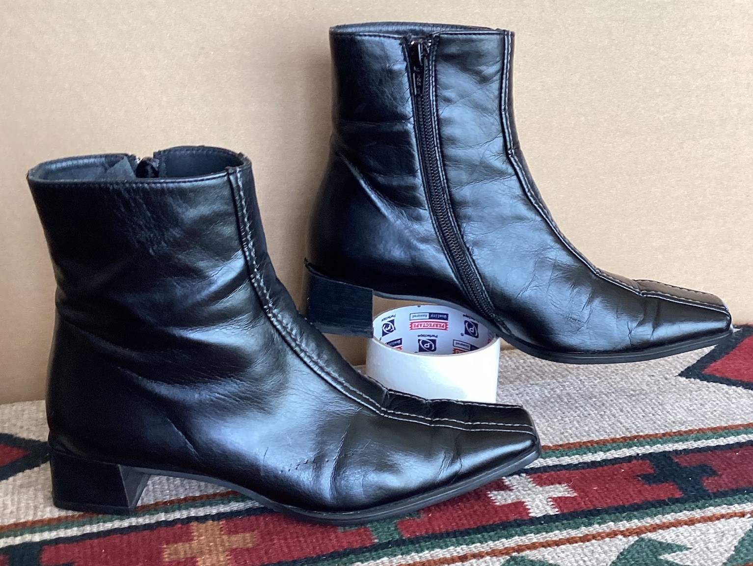 Paul Green Women’s Black Leather Ankle Boots Sz 5.5 Made in Austria Zip Comfort