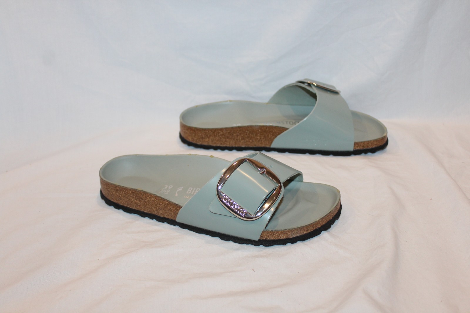 Birkenstock Women Madrid Big Buckle Leather High Shine Sandals Sage EU 39 NAR