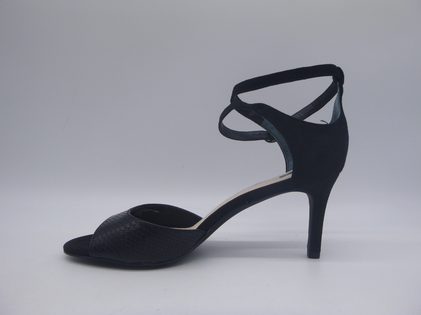 Alfani Galeah Black Leather & Synthetic Woman’s Strappy Sandals Heels Size 8.5 M