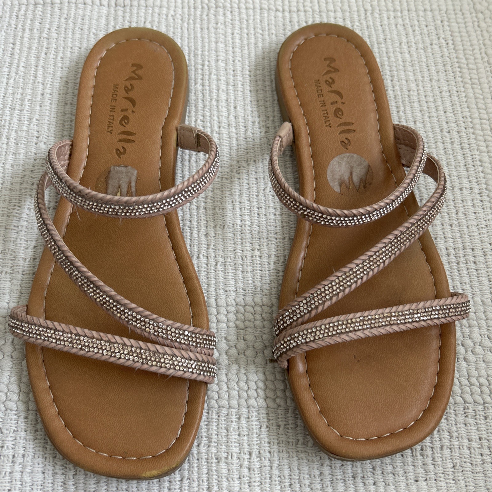 MARIELLA TAN ROSE GOLD STRAPPY SANDALS 7