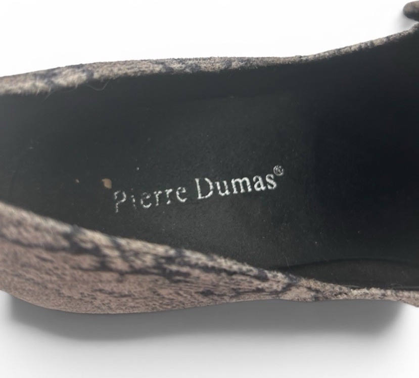 Pierre Dumas Womens Gray Snakeskin Print Venetian Loafers Pointed Toe Flats 8.5