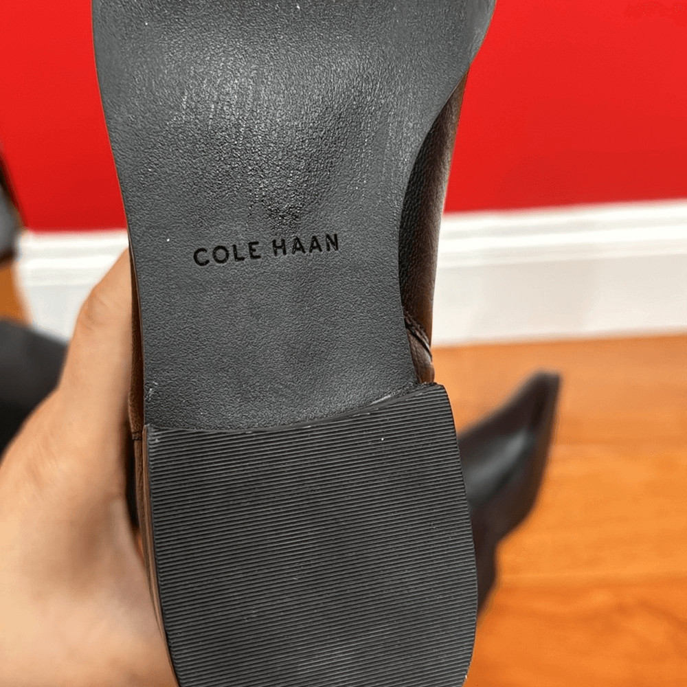 NWOT Cole Haan Dutchess Over The Knee Back Stretch Motorcycle Boots Black size 6