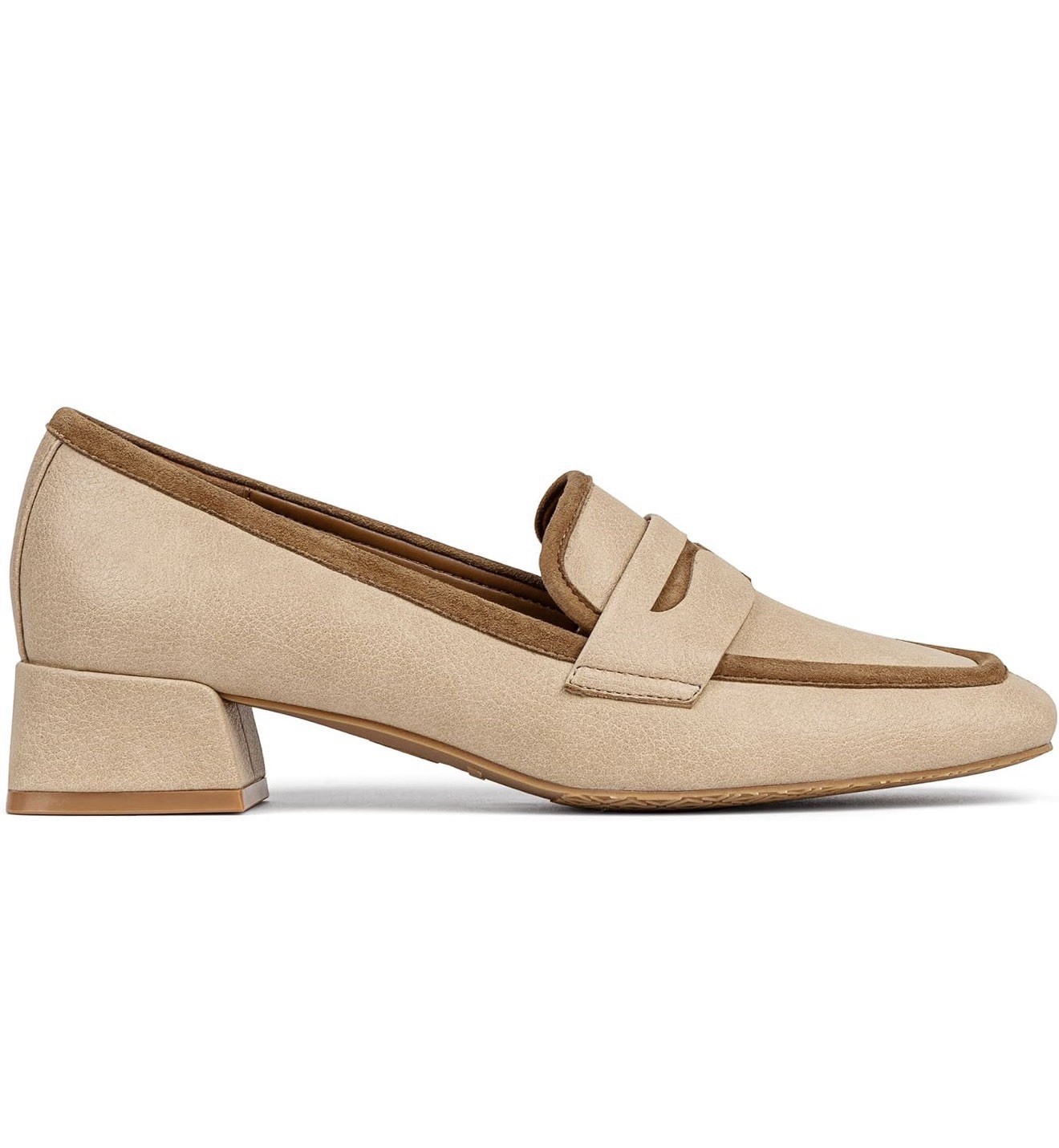 Donald Pliner Women’s Beige Leather Square Toe Penny Loafers Slip-On Size 8.5