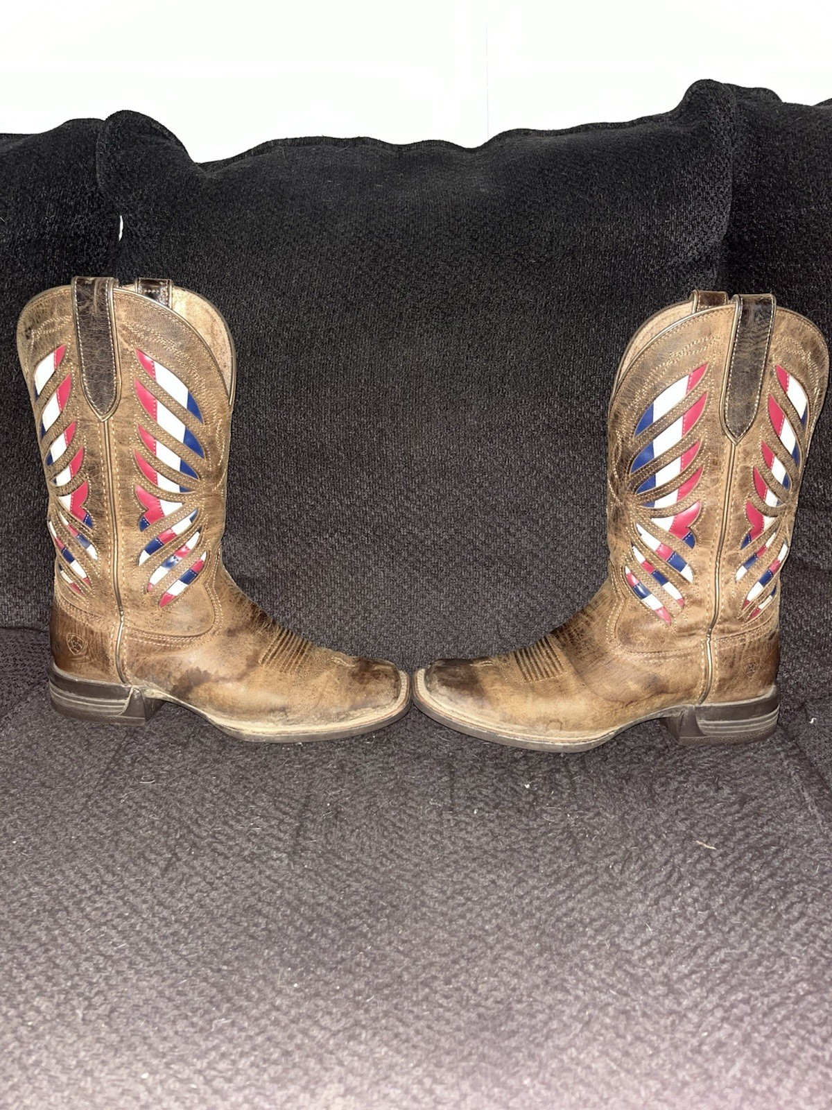 Ariat Square Toe Women Size 8 Red White And Blue Boot