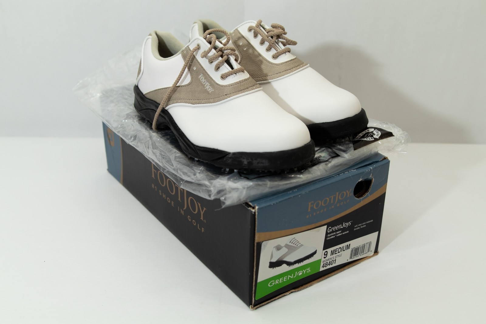 FJ Greenjoy White & Tan Golf Shoes Women’s Size 9 Medium #48401 #11